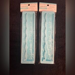 NIP Celebrate It Light Blue Silicone Lace Border Molds - Set of 2